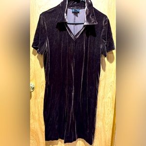 New York & Company Brown Velour Dress Size Large